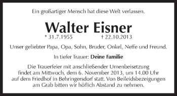 Traueranzeige von Walter Eisner von Pegnitz-Zeitung